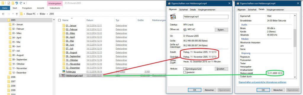 Unterschiedliche Zeitstempel im Windows Explorer